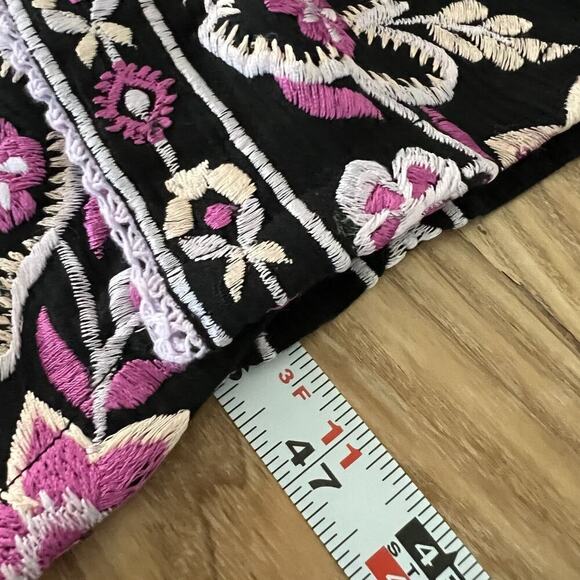 MISA LA x Anthropologie Dress Womens Medium Black Pink Embroidered Maxi Boho - Picture 9 of 16